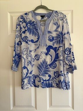 Talbots Tunic with a Bold Blue Floral Print